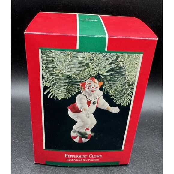 1989 Hallmark Ornament PEPPERMINT CLOWN Hand Painted Porcelain NIB! 30D - Picture 1 of 5